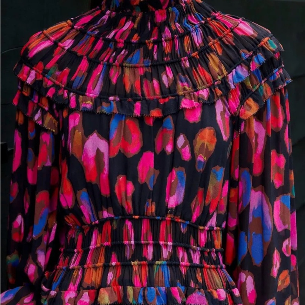 FARM Rio Iridescent Leopards Ruffled Mini Dress - NWOT - Picture 5 of 8